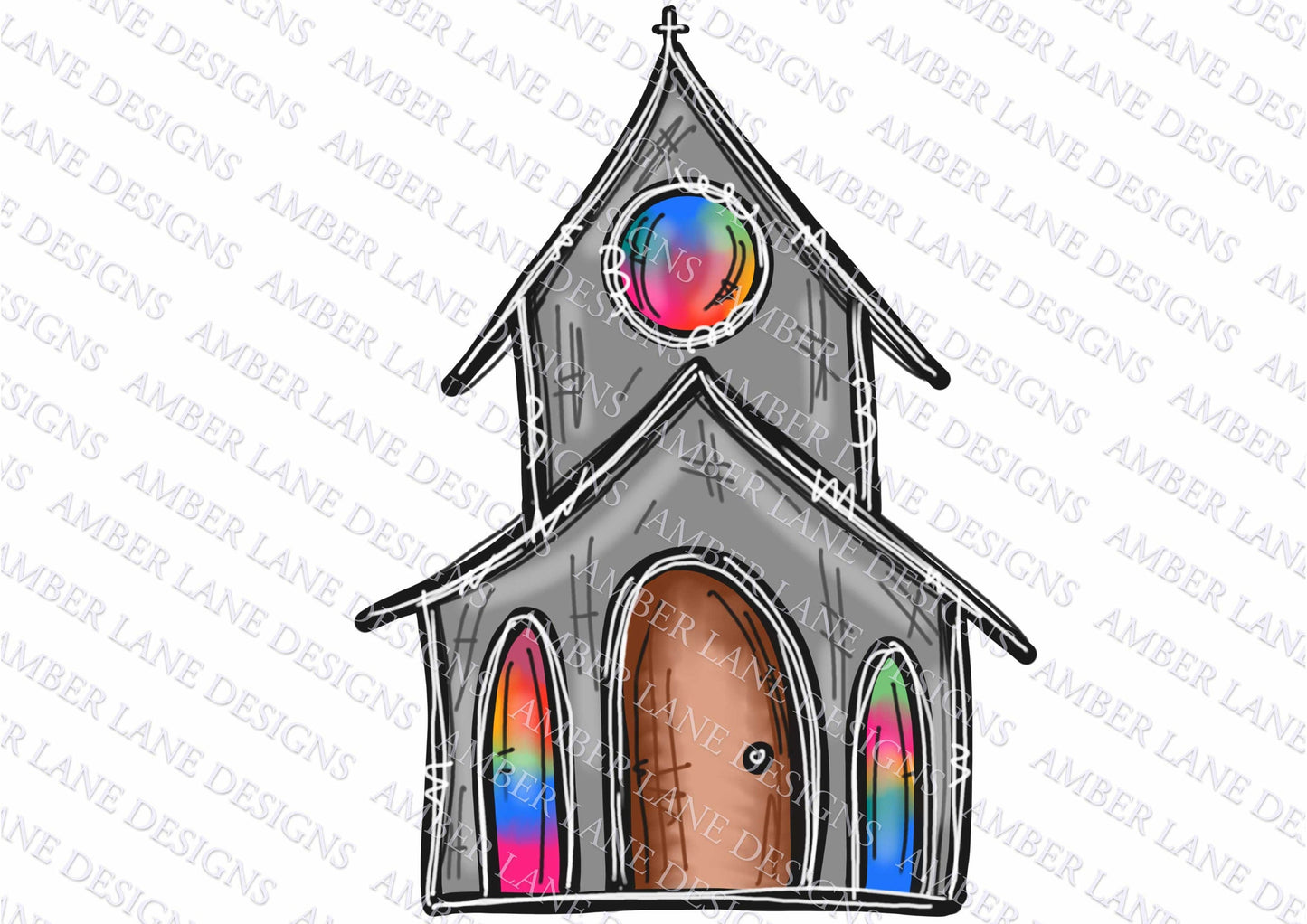 Doodle Church PNG Sublimation file , Hand painted Church.