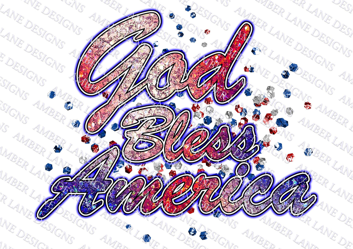 God Bless America, Patriotic fourth of July, Glitter font, 2 png files tumbler wrap