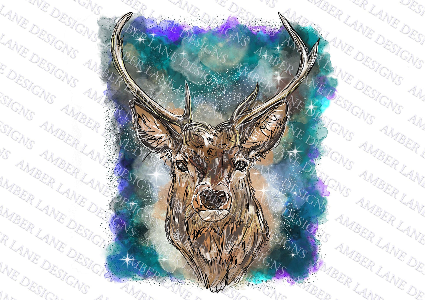Stag in the night sky,  PNG file