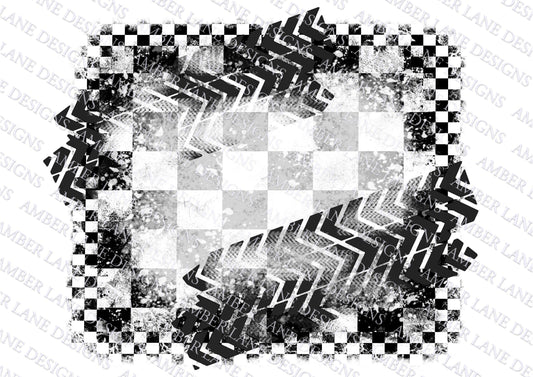 Grunge bleach Checkered Flag with racing tire Tracks Bleached Victory Trail: Grunge Checkered Flag PNG