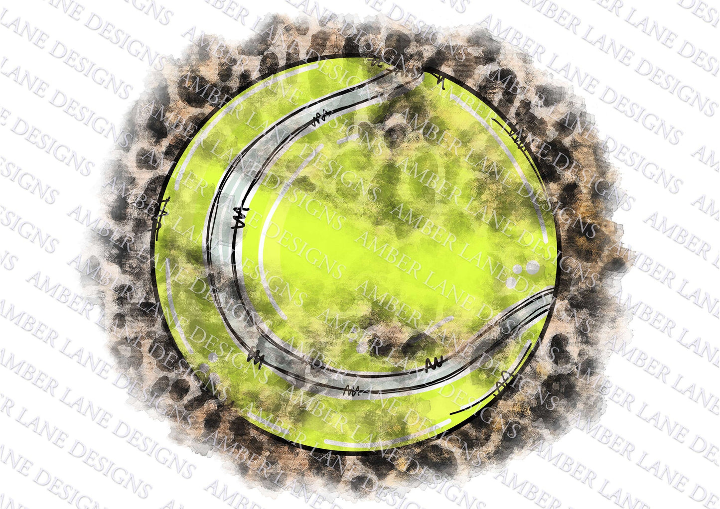 Tennis ball with leopard Png, hand drawn , file only tumbler wrap