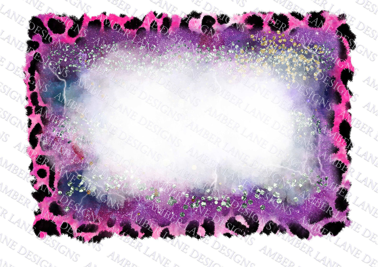 Purple Galaxy bleach leopard frame with Lightning,  Background, PNG file tumbler wrap