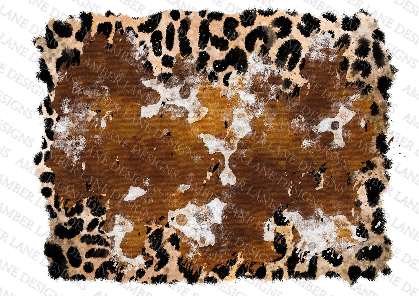 Cowhide, Leopard Western Background PNG, Distressed Grunge Splash Background