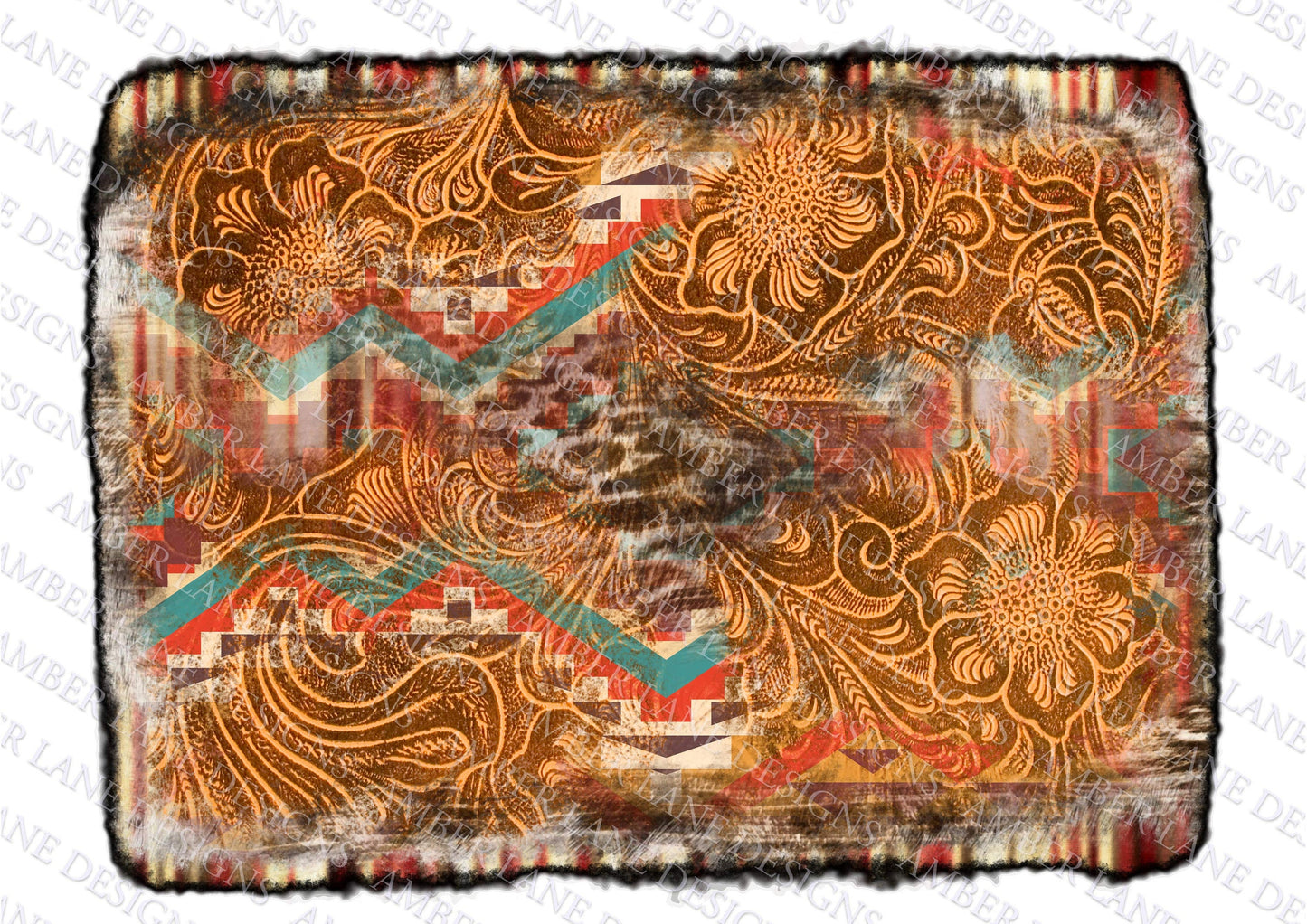 Aztec Tooled Leather and Leopard Western background png file