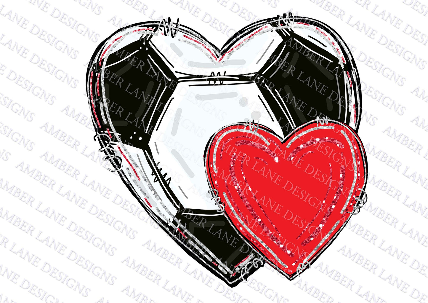 Soccer Ball hearts, red heart, Valentines sports file, Football Png , file only