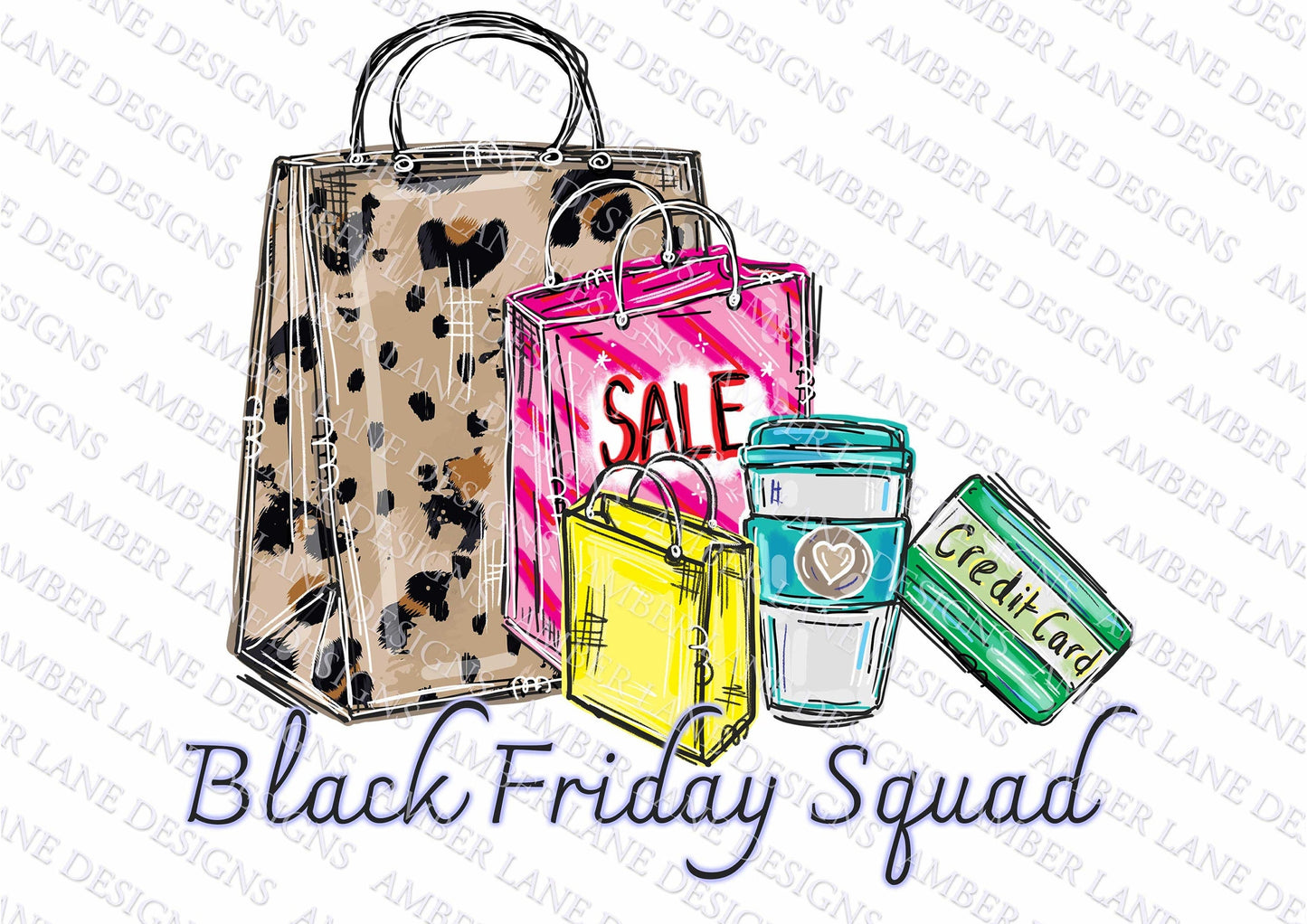 Black Friday Squad Shopping Bags Sublimation png file.