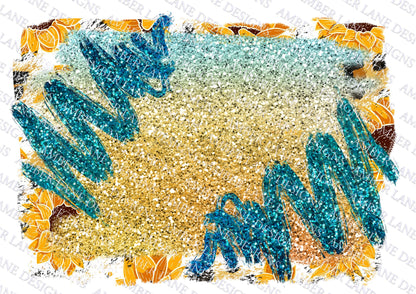 Sunflower and glitter summer frame, 2 PNG backgrounds, backsplash file