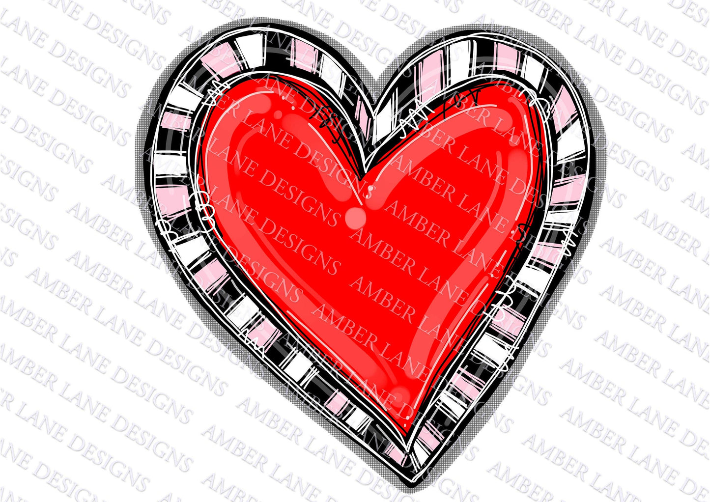 Red Doodle Heart PNG Digital file