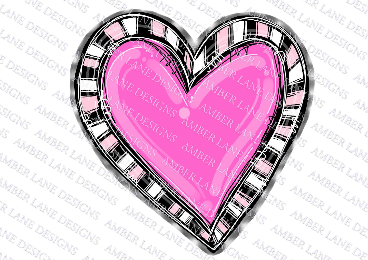 Pink Doodle Heart PNG Digital file