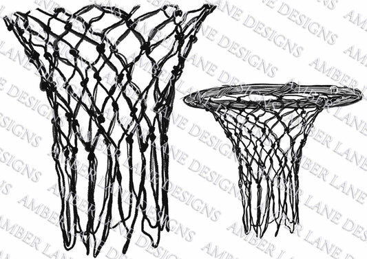Basketball Hoop and Net hand-drawn png file (NOT a cut file) 2 png files.