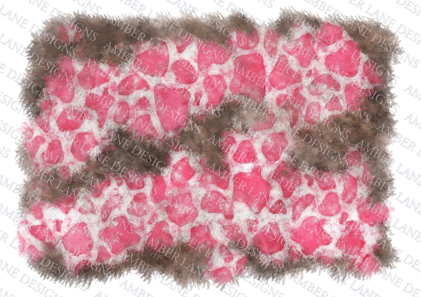 Pink Leopard and Brown Cow Print Grunge Splash Frame png file. tumbler wrap