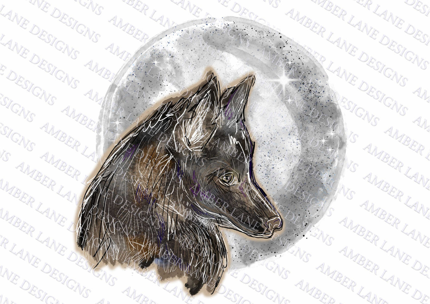 Wolf Cub By The Moon PNG Sublimation File