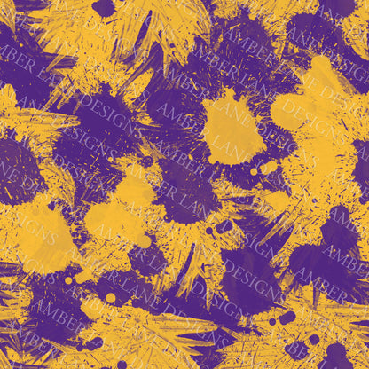 SEAMLESS PAPER Gold and Purple Paint Splats  12x12 inches, jpeg file.