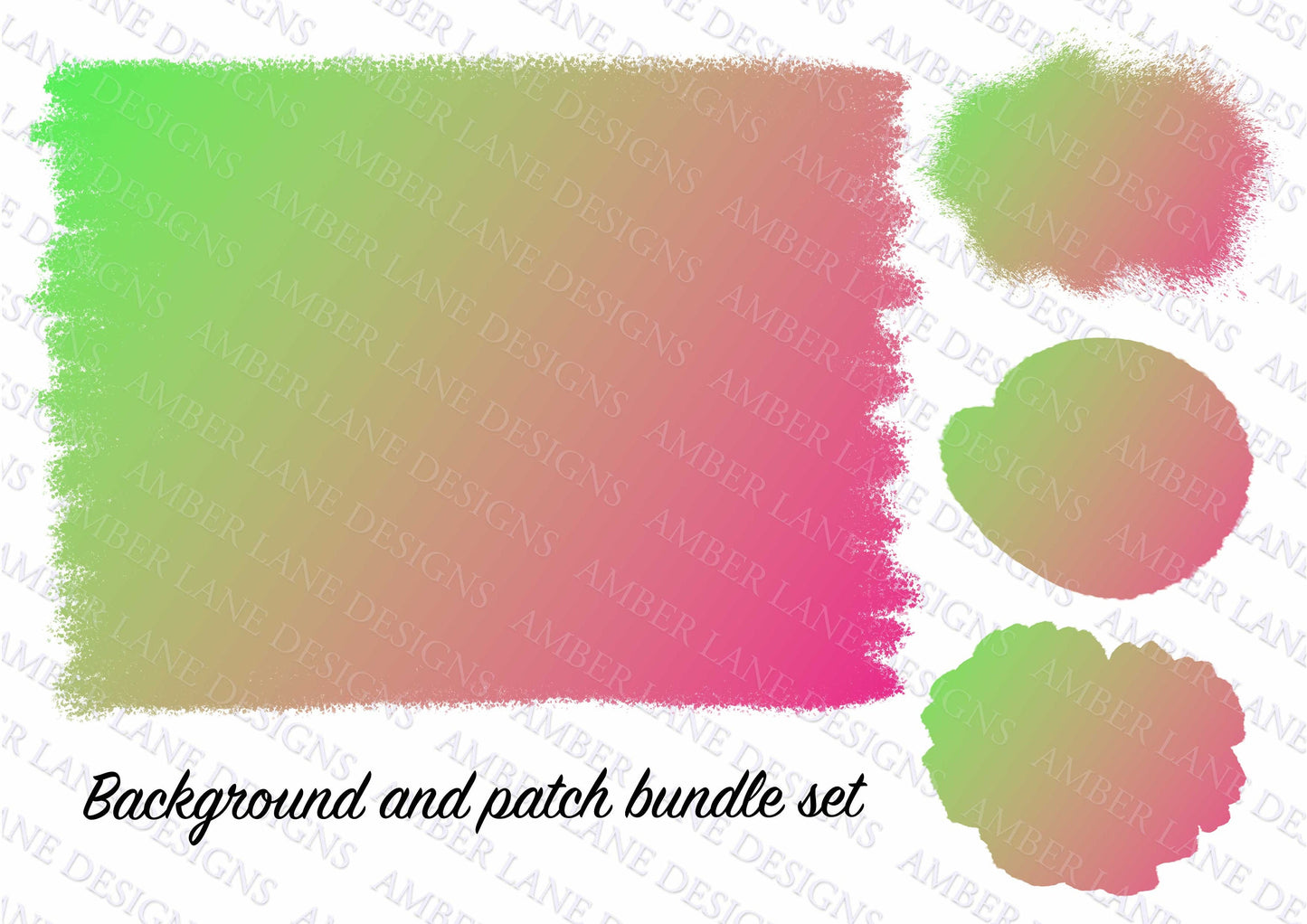 Watermelon Colors Ombre frame and T-Shirt Patches Bundle 4 PNG files