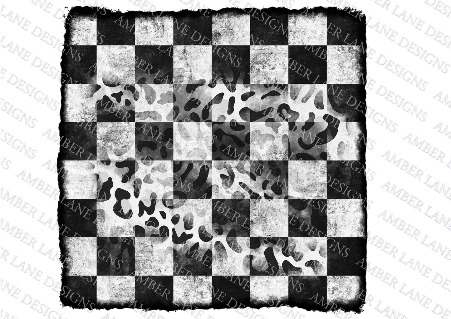 Checkerboard Racing Flag With Cheetah Background