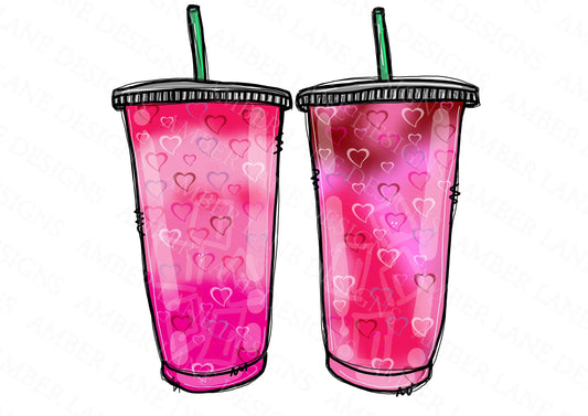 Valentines Pink Loaded Tea PNG file with hearts