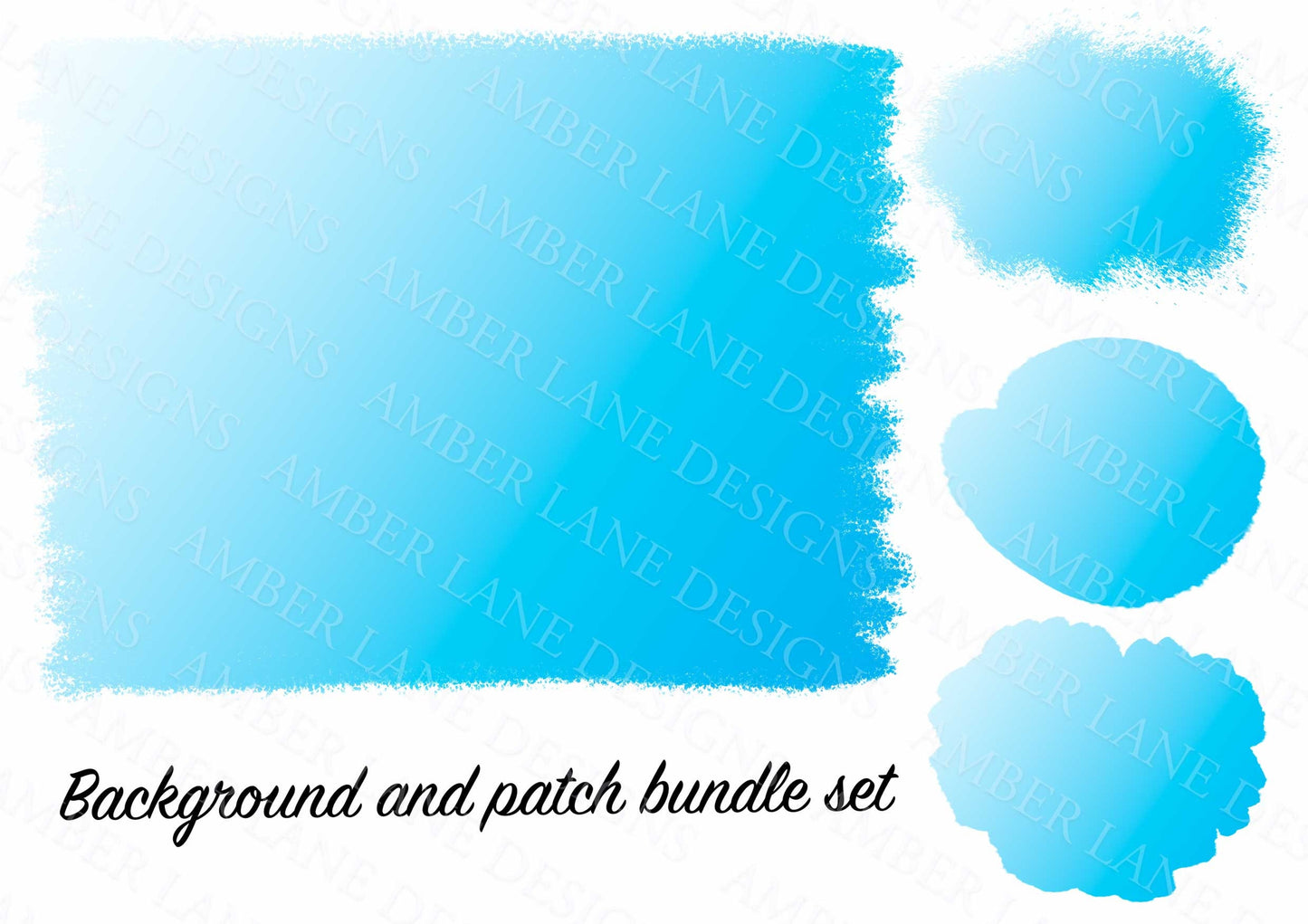 Light Blue Ombre frame and T-Shirt Patches Bundle 4 PNG files