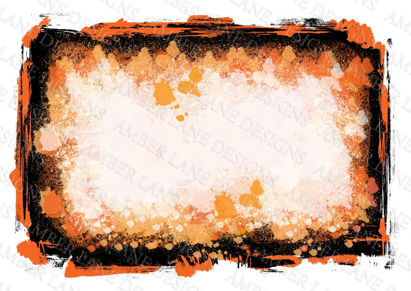 Orange paint splats bleach grunge background frame png file