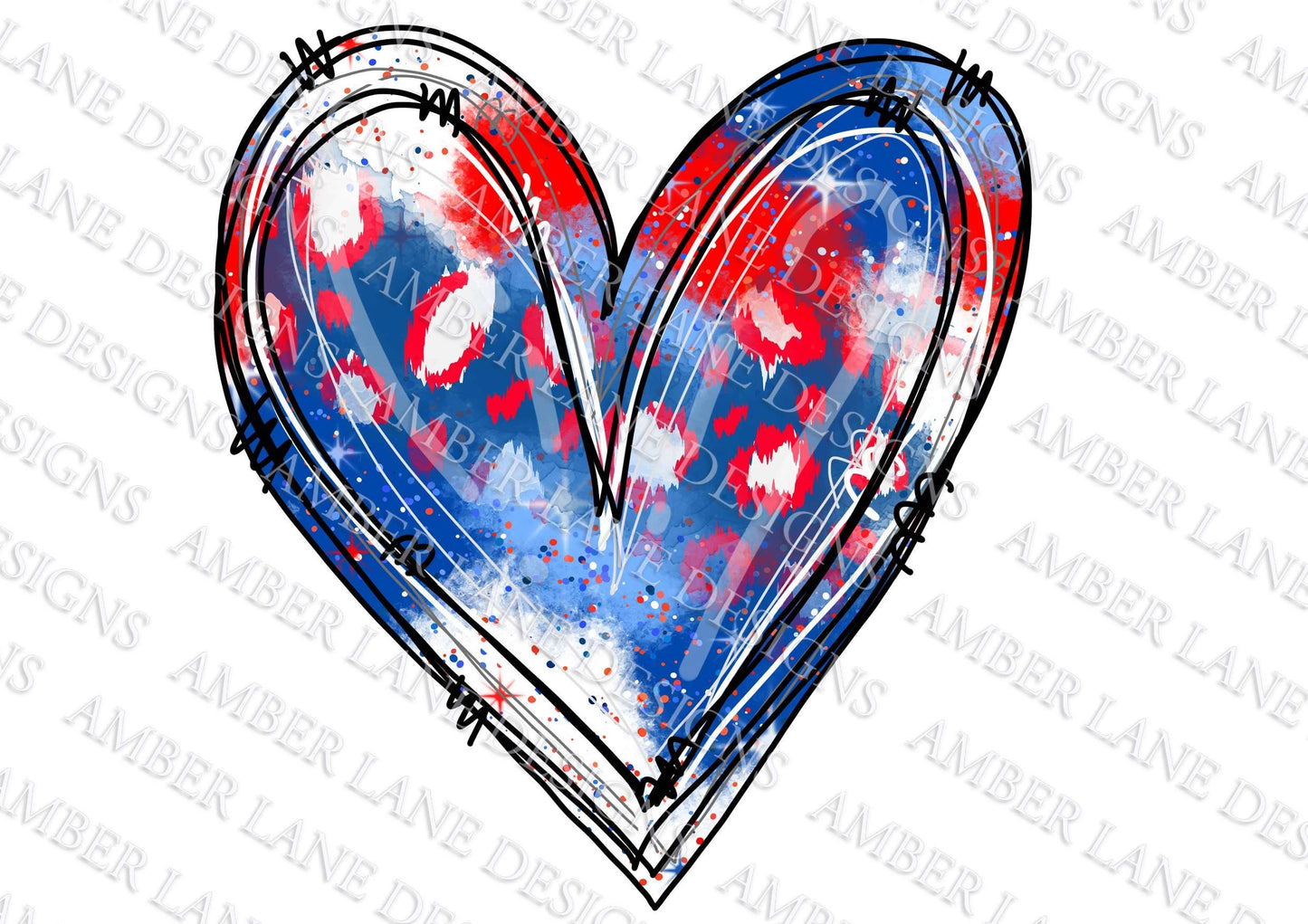USA Red White And Blue heart with Leopard png file