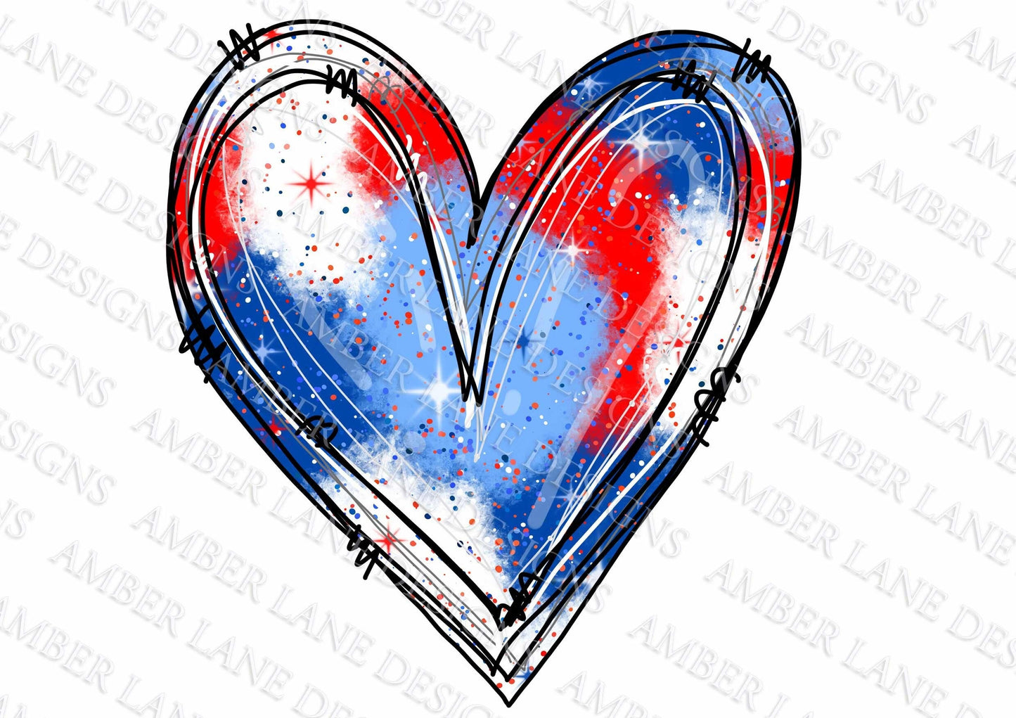 USA Red White And Blue heart png file