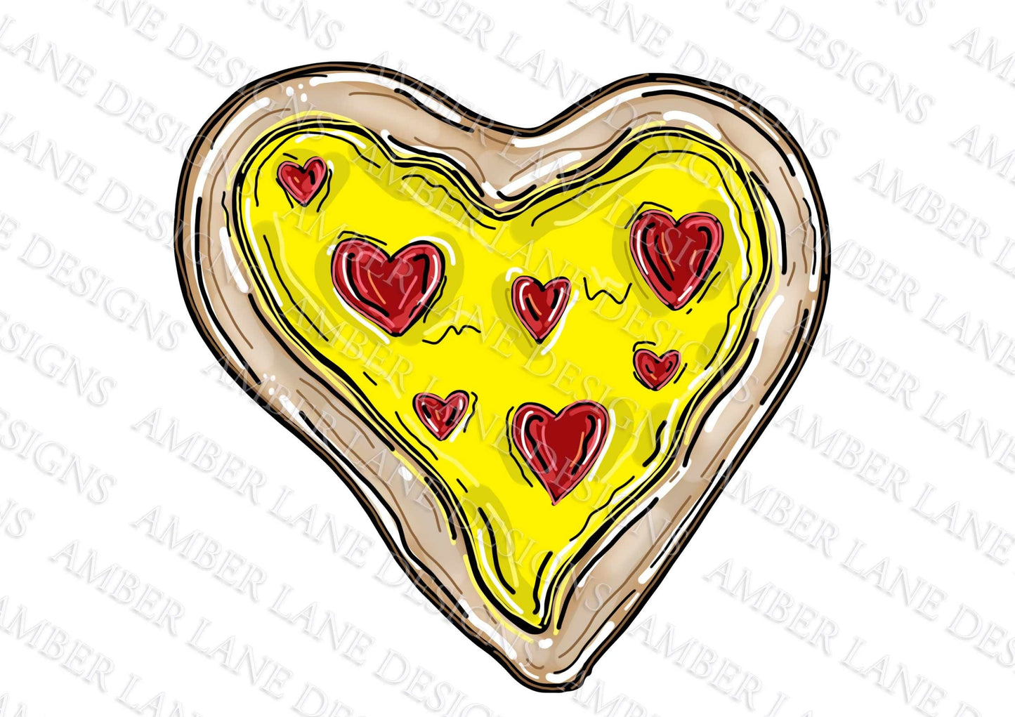 Heart Pizza doodle png file