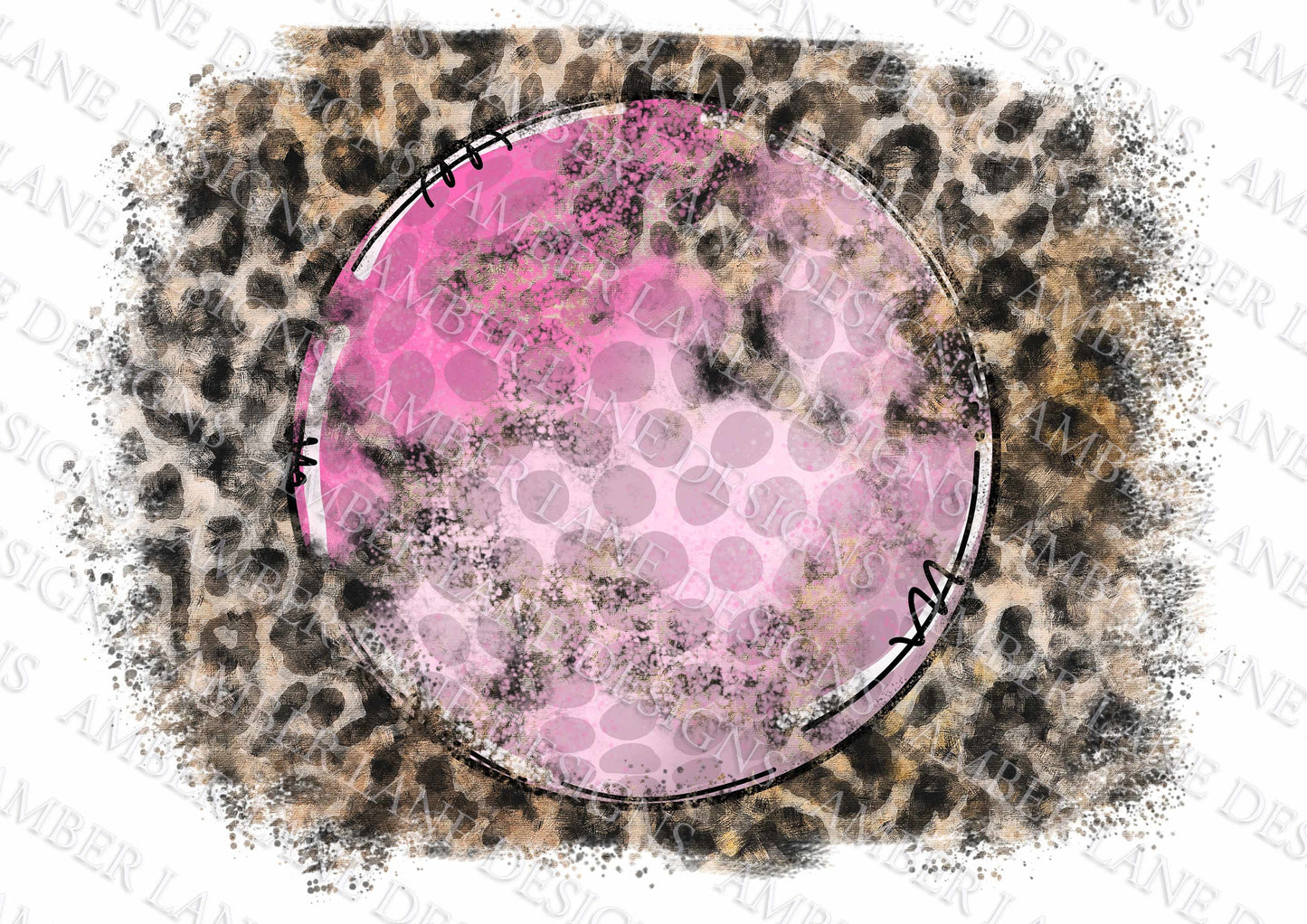 Pink golf ball with leopard Sublimation design png file