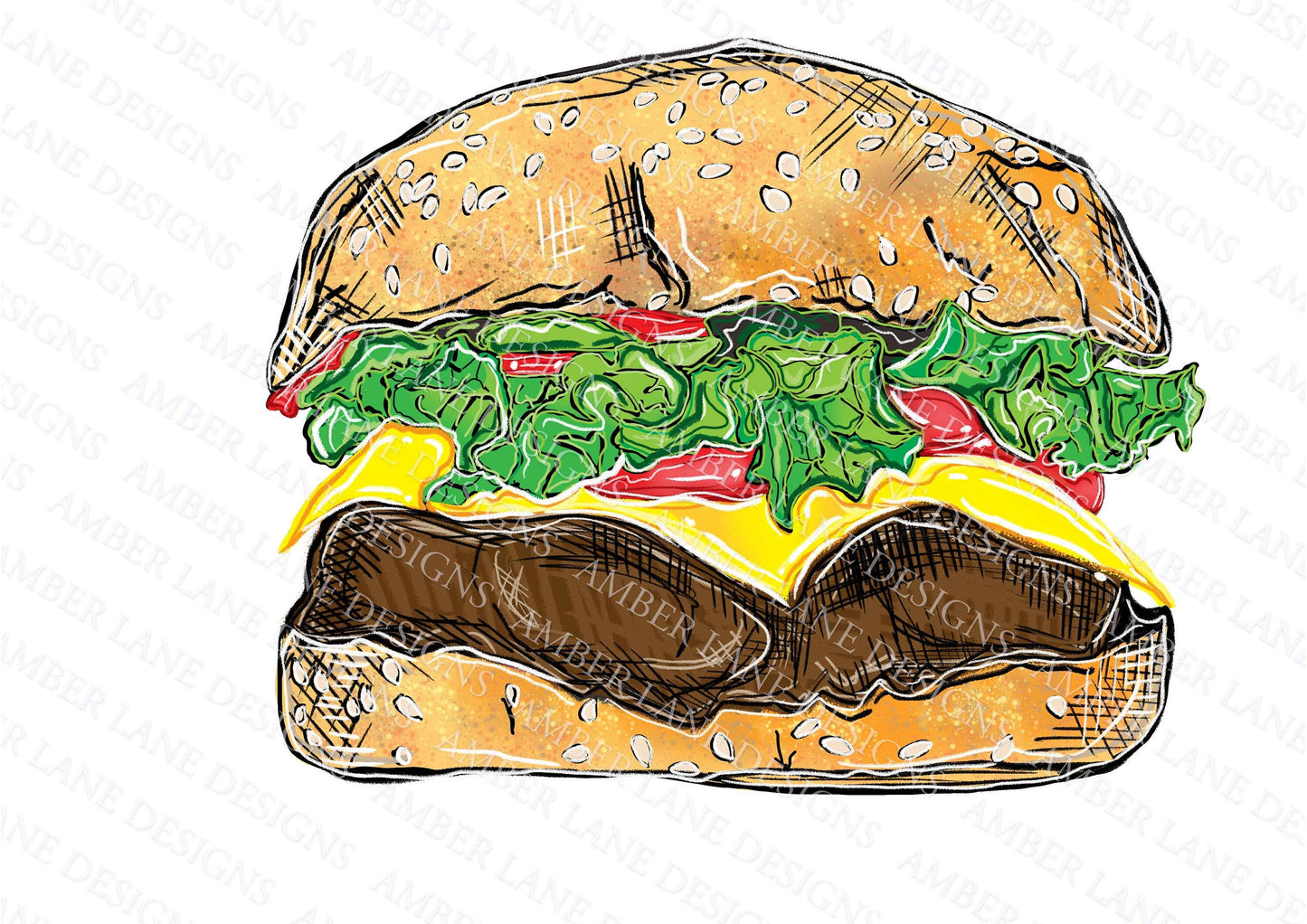 Cheeseburger hand- drawn png file