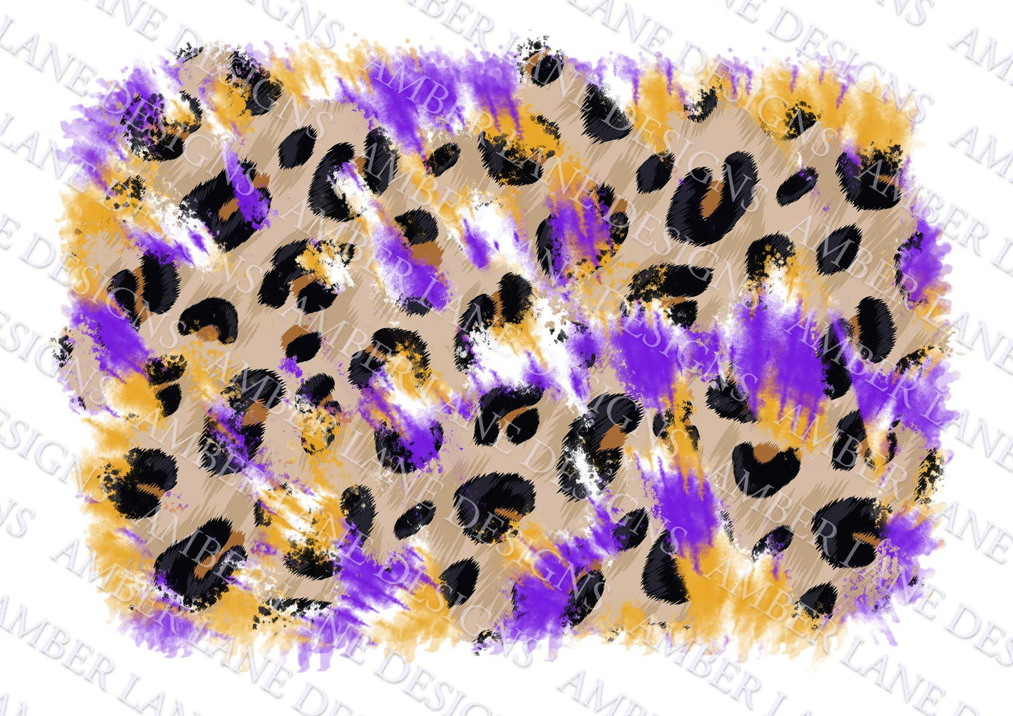 Purple And Gold Tie dye leopard frame png file tumbler wrap