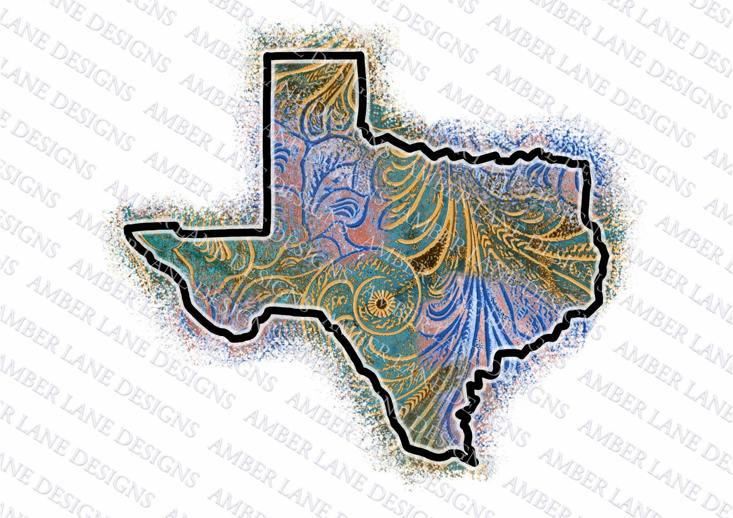 Texas Tooled Leather state PNG Sublimation