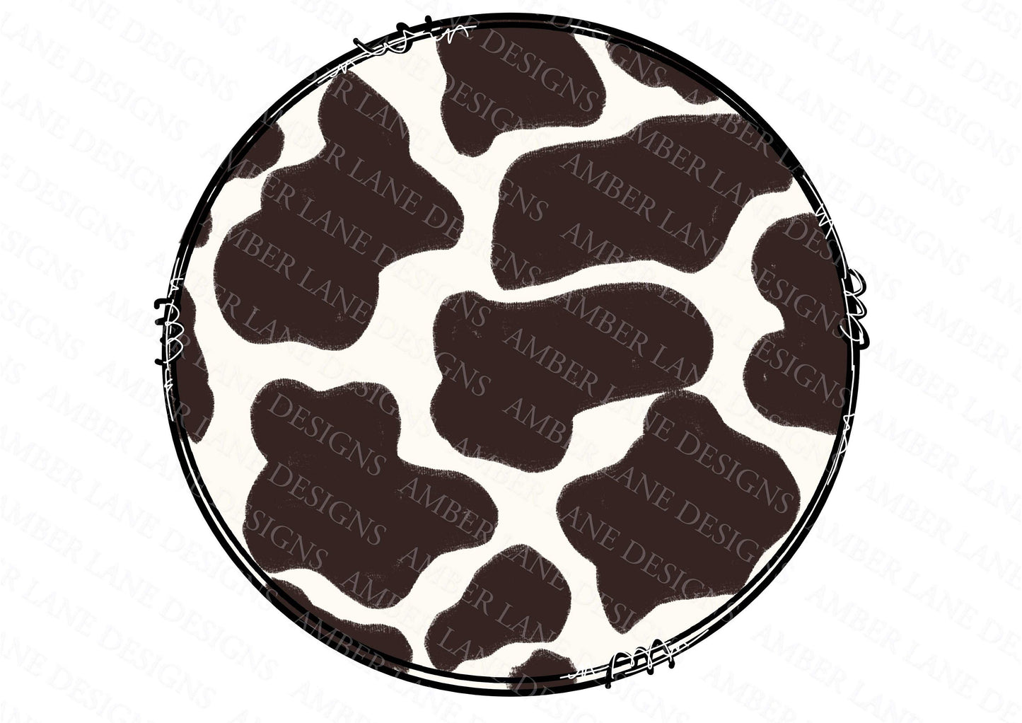 Cow Print hand drawn circle doodle frames png file tumbler wrap