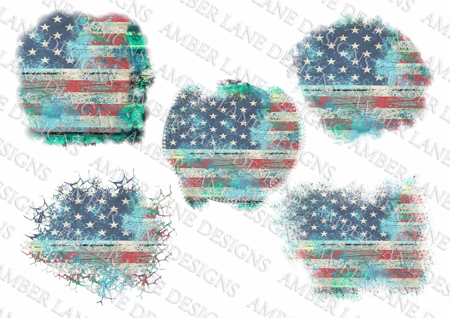 USA Turquoise wood and cow print T-shirt patches 5 png files