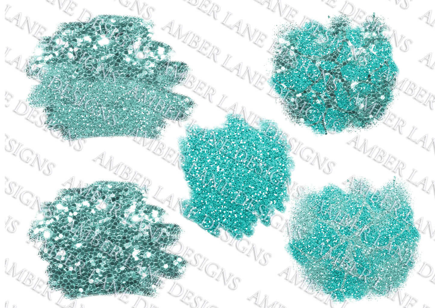 Turquoise glitter patches design elements for t-shirts 5 png files