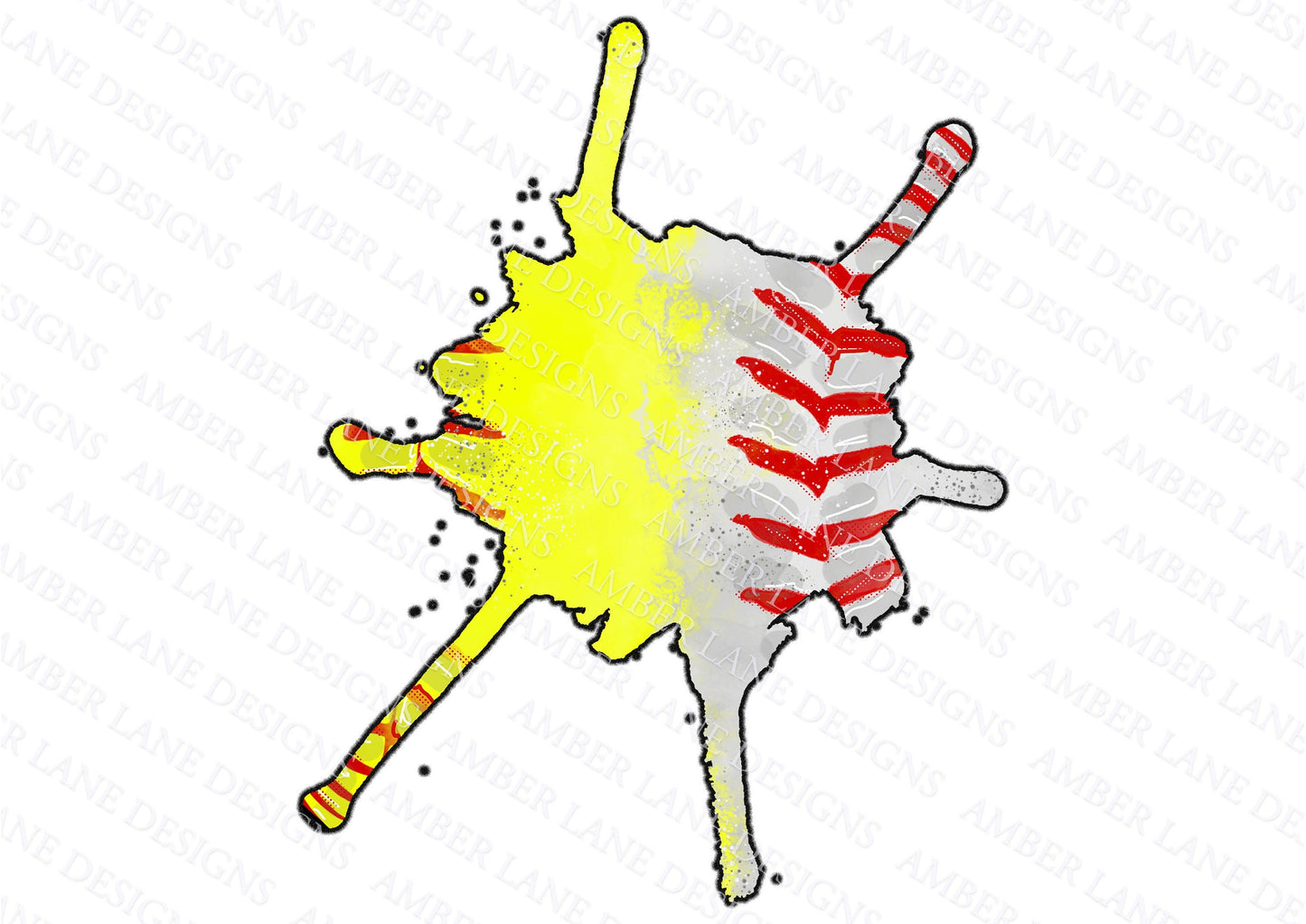 Baseball Softball paint splatter patch png file