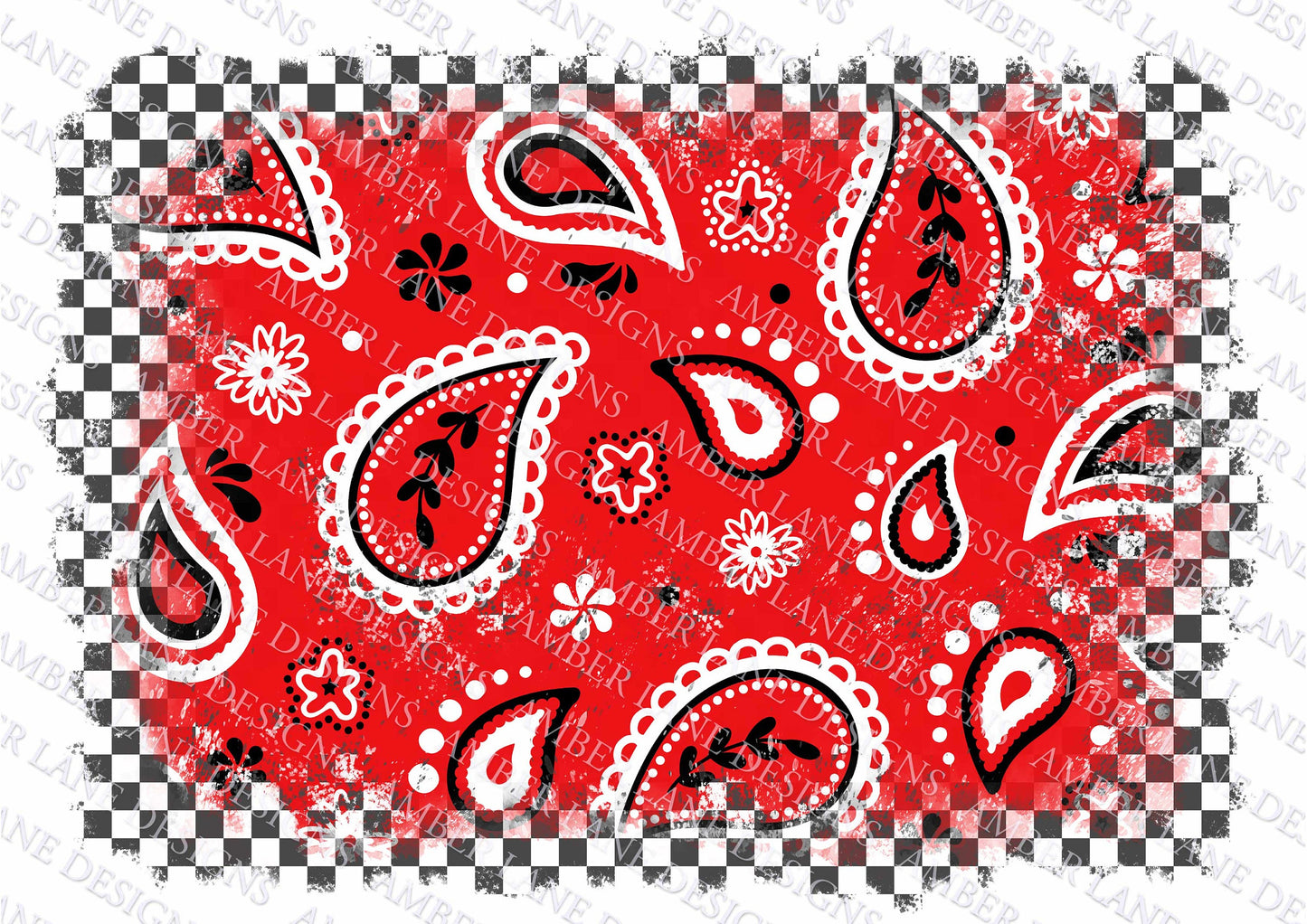 Red Bandana Background with racing checkered print png file