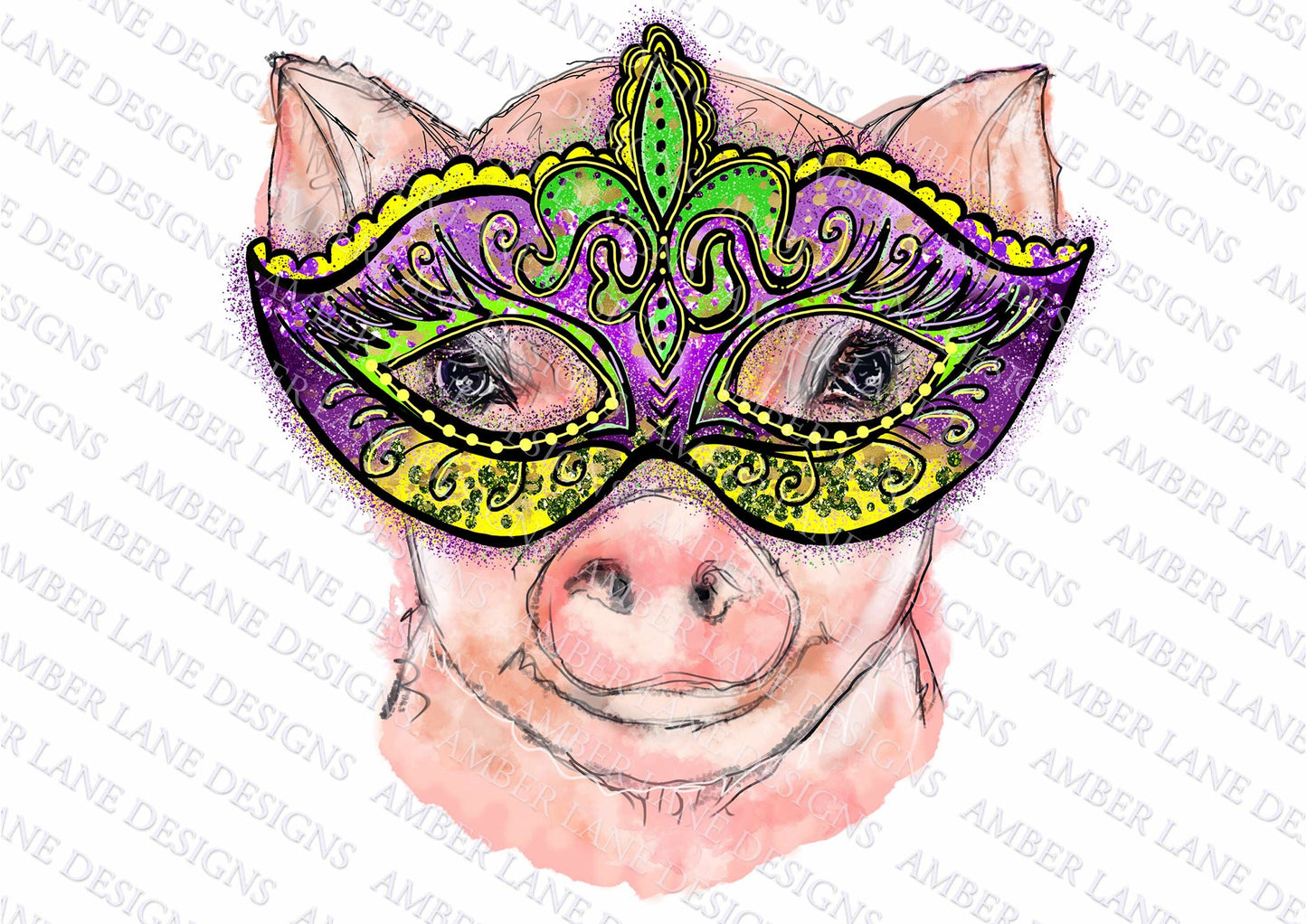 Mardi Gras pig Masquerade mardi ball png file tumbler wrap