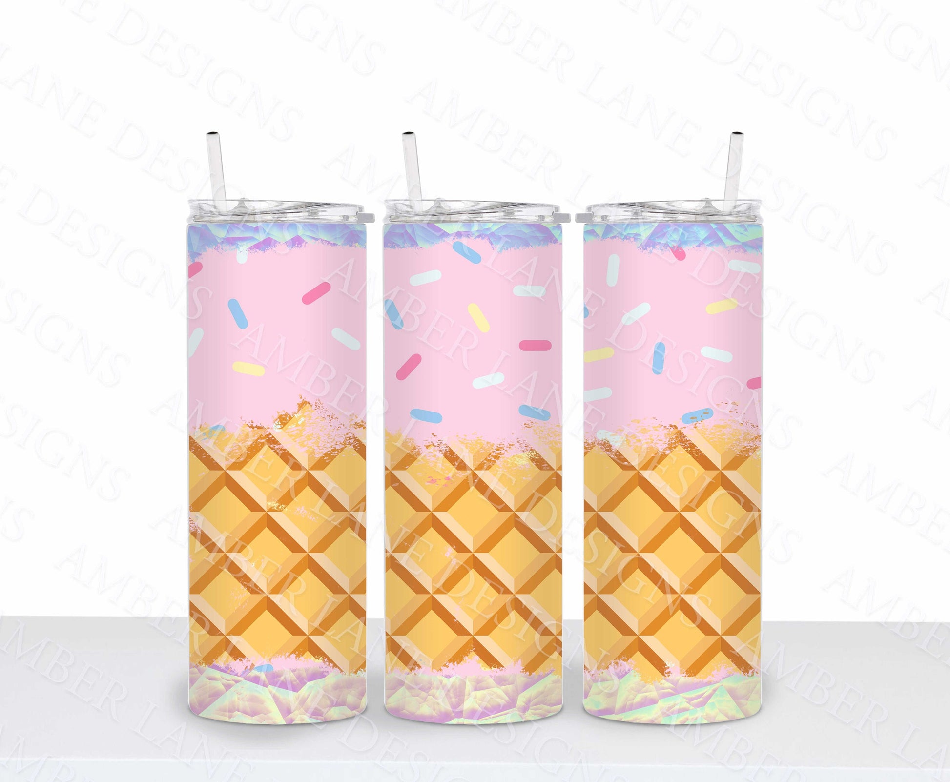 pink ice cream sprinkle tumbler design