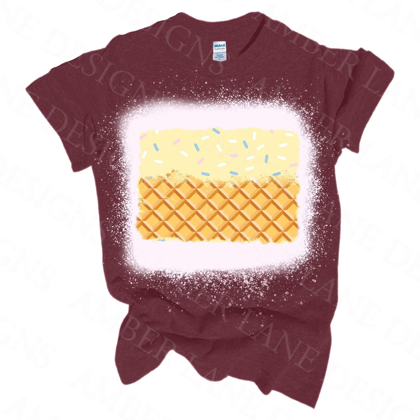 Ice cream png patch on cardinal red bleached tee