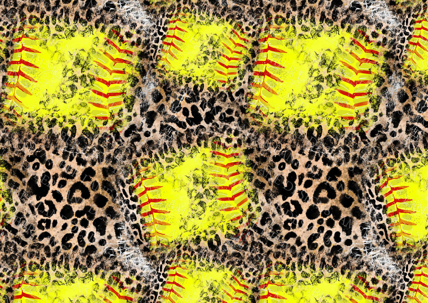 SEAMLESS paper Softball and leopard 12x12 inches, jpeg file.