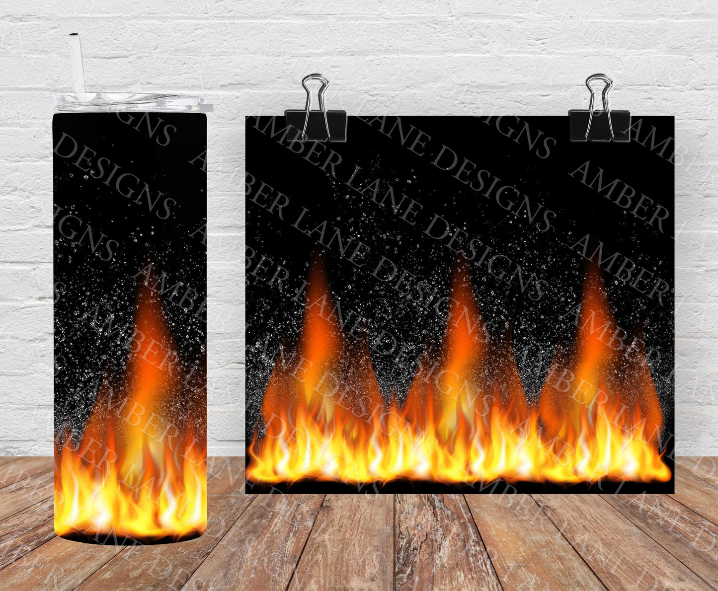 Fire Flames tumbler 20oz SKINNY TUMBLER straight wrap 1 jpeg file (not seamless)