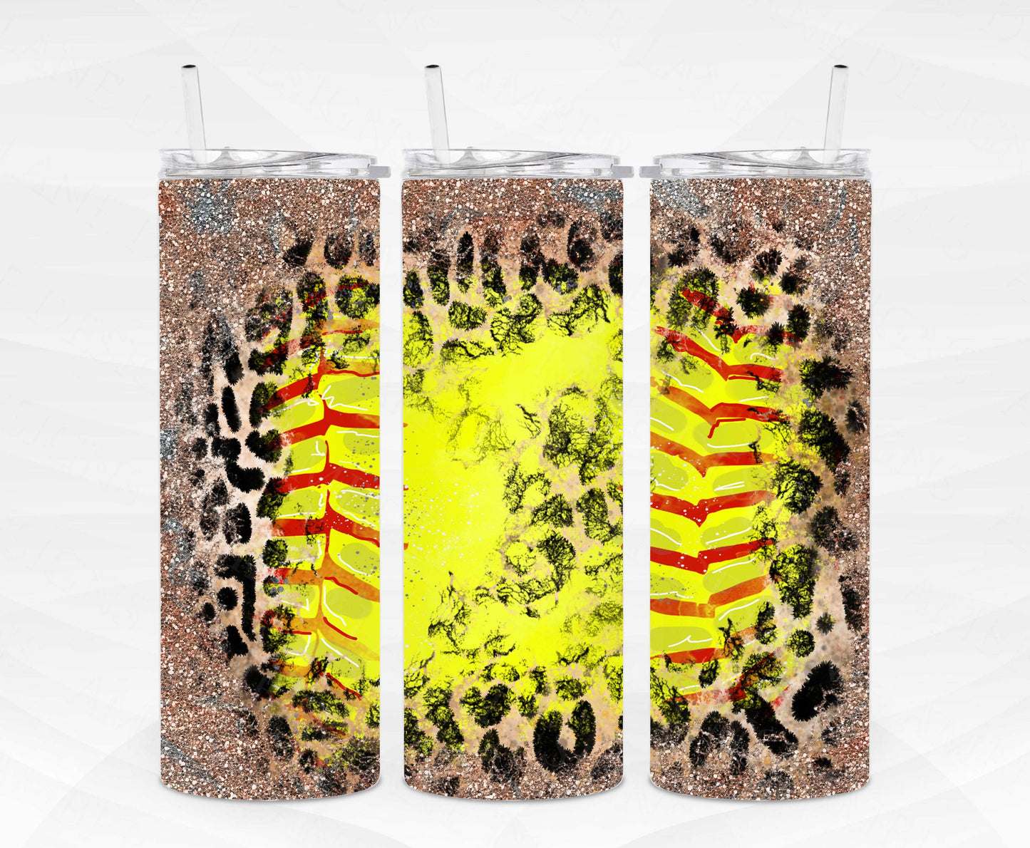 Leopard Distressed Softball Splash Frame, Background PNG Design | Softball Design