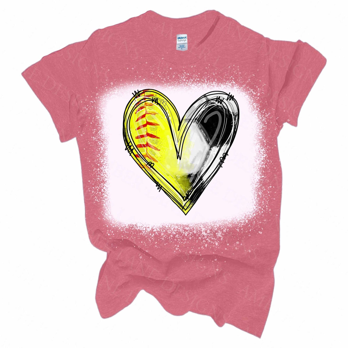 Heart softball Soccer Ball digital file on a pink t-shirt