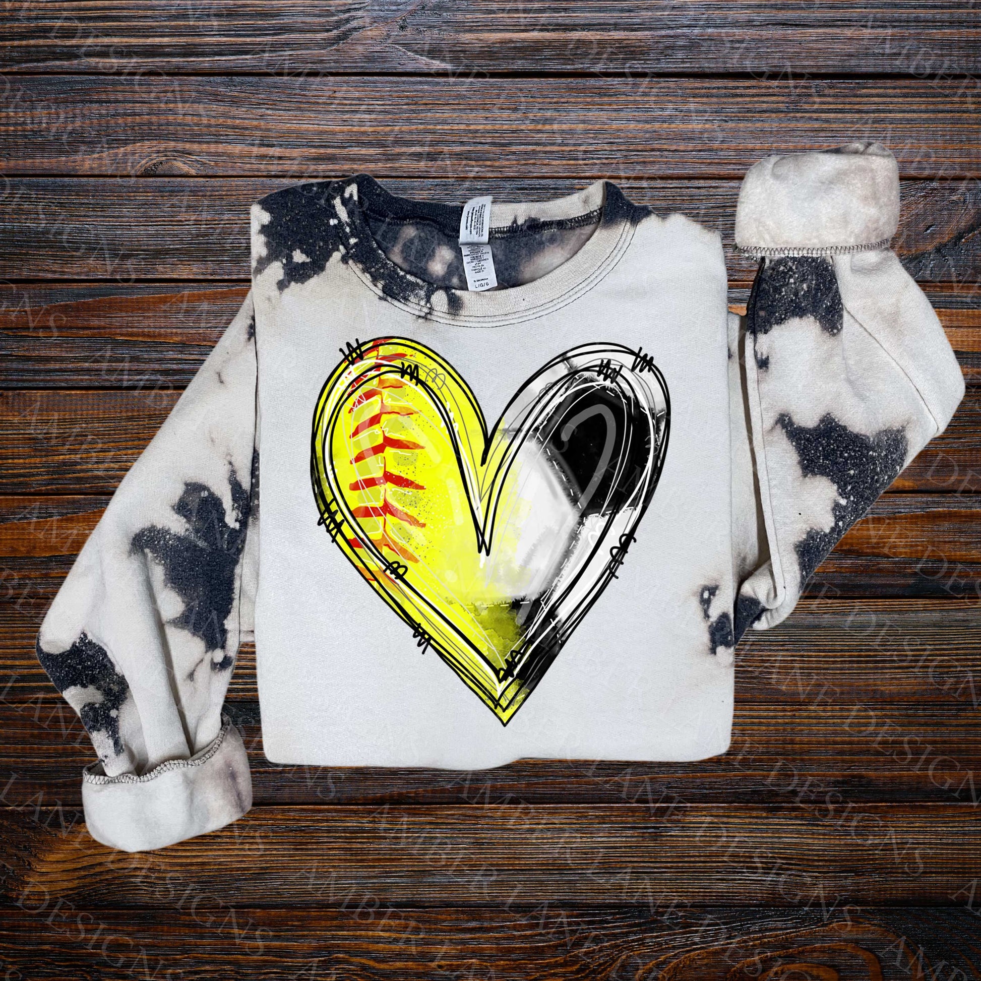 Heart softball Soccer Ball digital file on a sweater