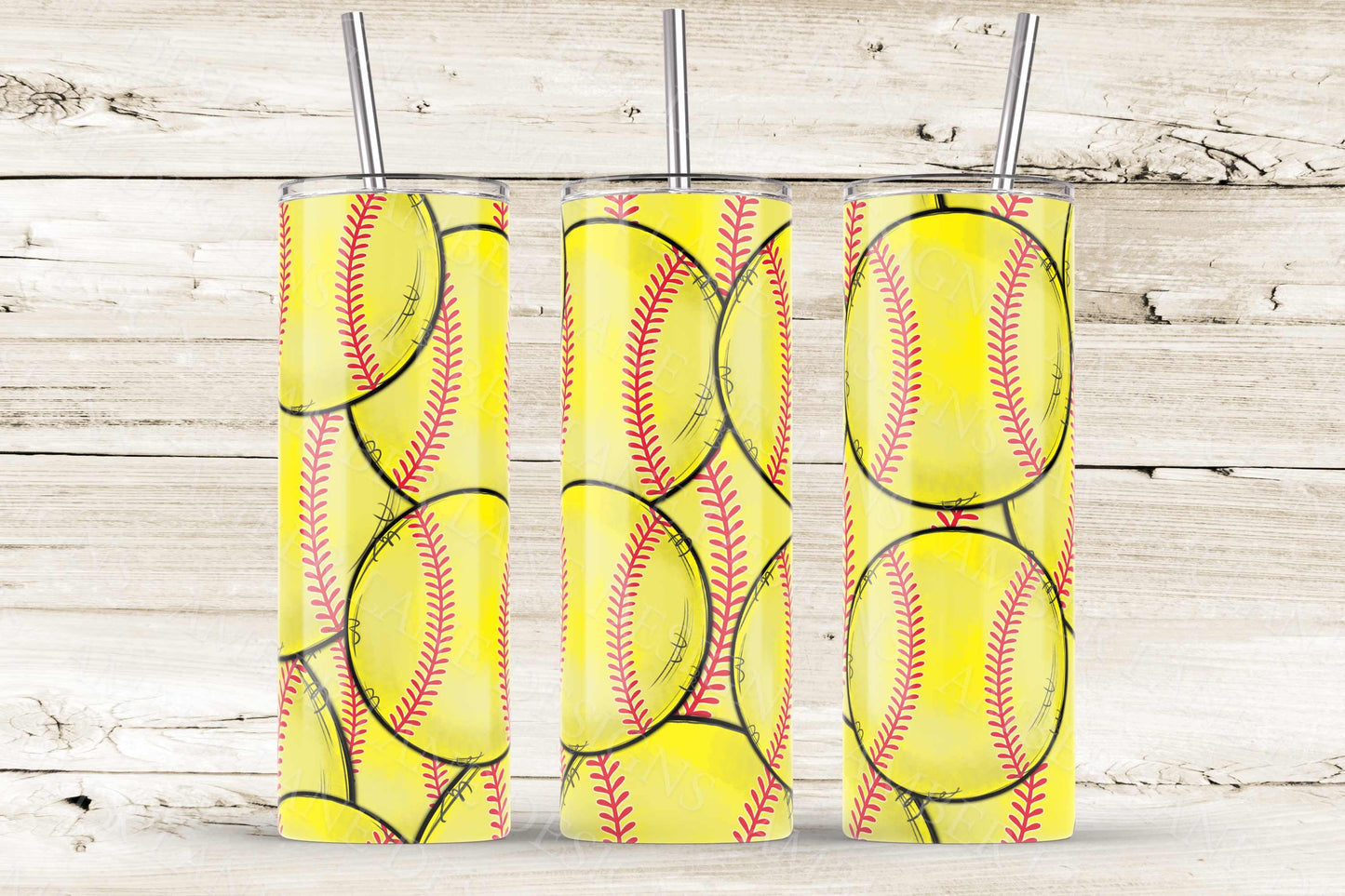 Softball tumbler 20oz SKINNY TUMBLER straight wrap 1 jpeg file