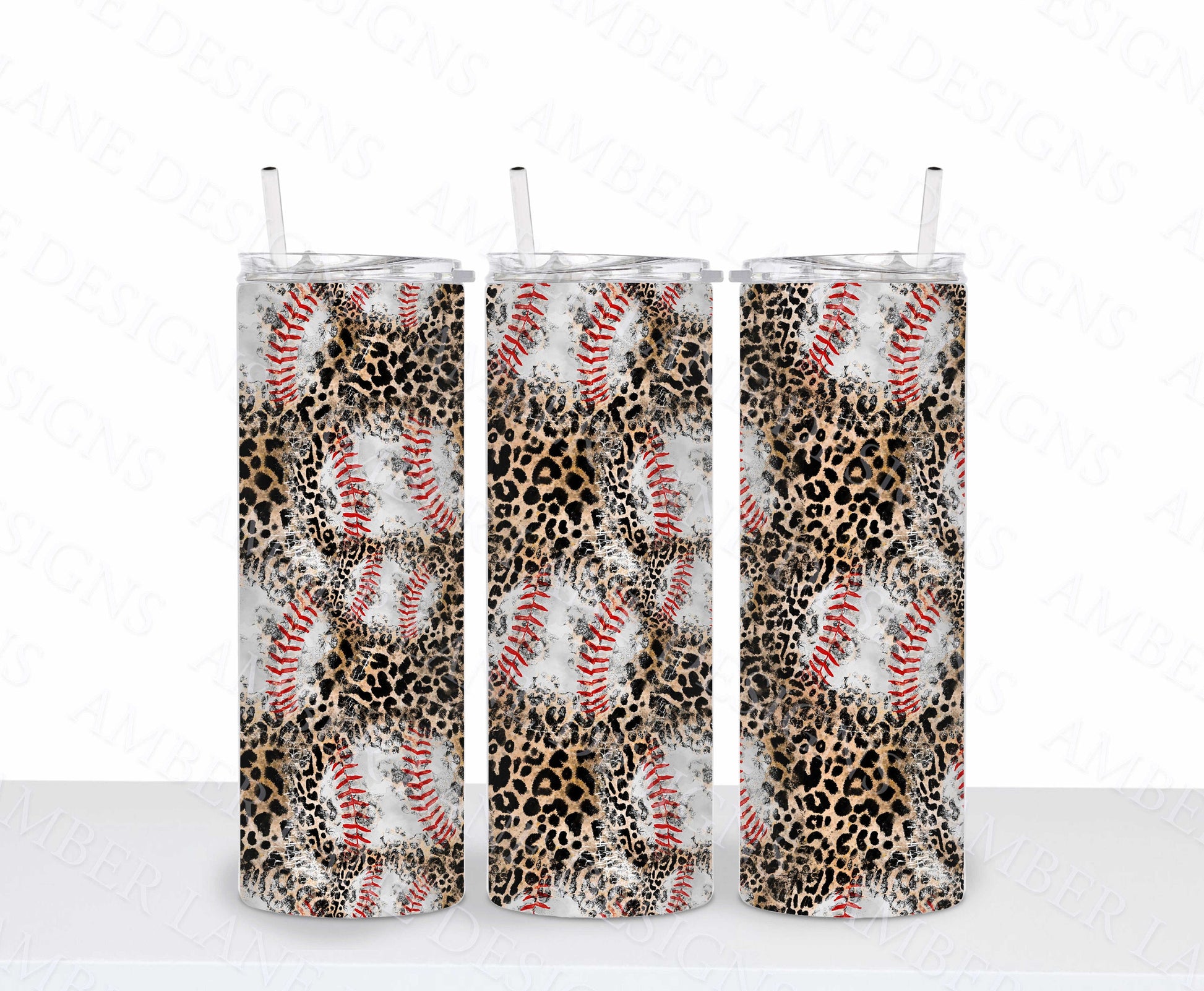example of baseball leopard seamless paper on tumblers
