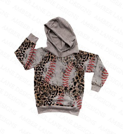 baseball on leopard popular digital download seamless paper demonstrated on a grey hoodie