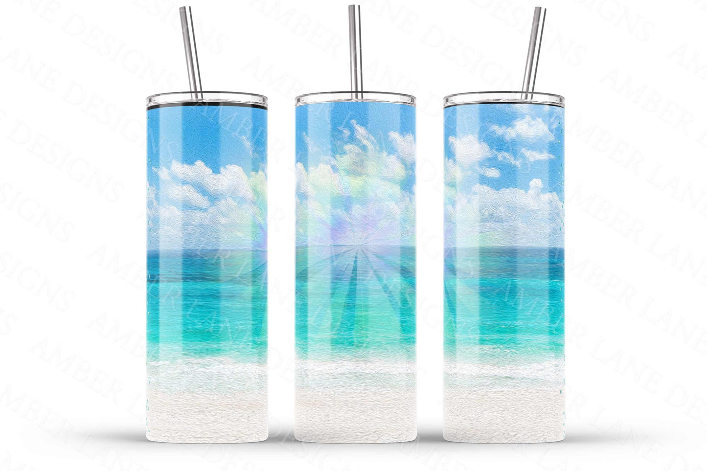 Beach tumbler 20oz SKINNY TUMBLER straight wrap 3 jpeg files (not seamless)
