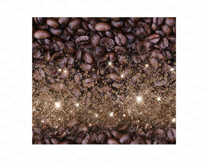 Coffee beans with glitter 20oz SKINNY TUMBLER straight wrap 1 jpeg file