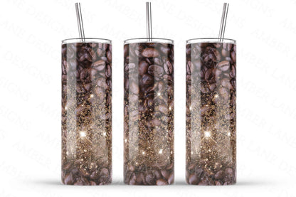Coffee beans with glitter 20oz SKINNY TUMBLER straight wrap 1 jpeg file