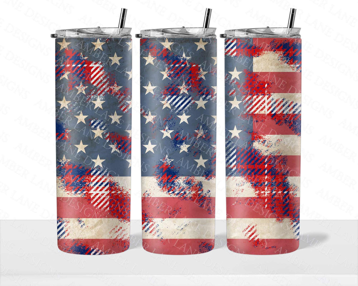 USA plaid american flag 20oz SKINNY TUMBLER straight wrap 1 jpeg file