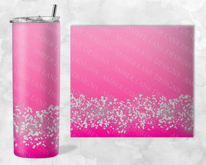 Pink ombre diamonds and glitter  20oz SKINNY TUMBLER straight wrap 1 jpeg file